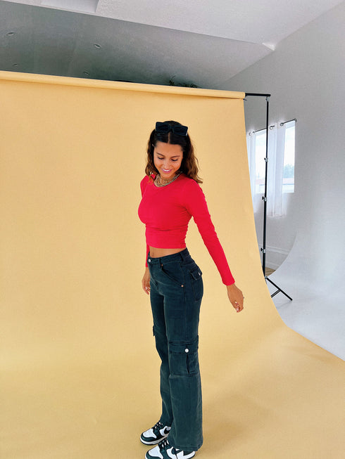 Red Hot Ribbed Top